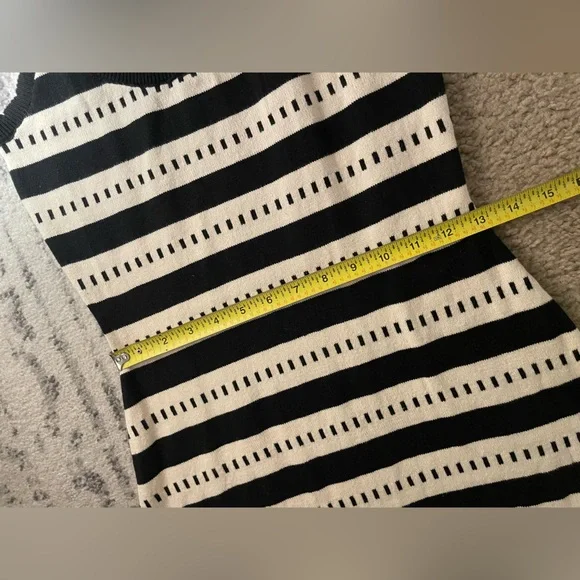 Lalavon🖤🤎 Black and cream tan Striped Knit Maxi midi Dress NWOT - Picture 8 of 15